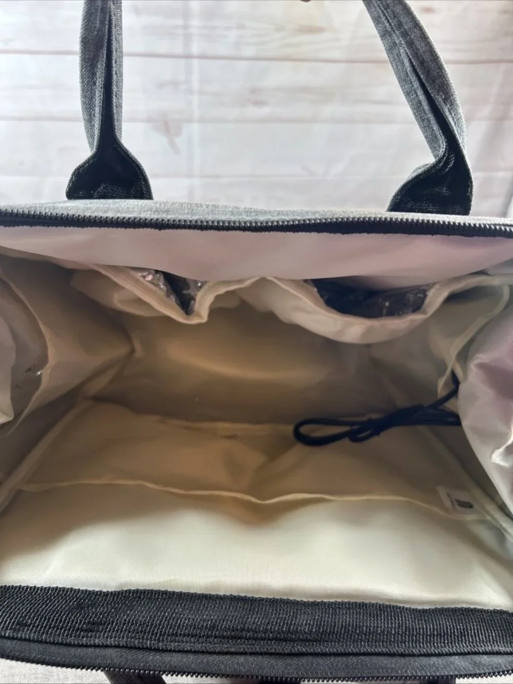2 Tone Gray Breast Pump Backpack Cooler Moisture Proof Bag Double Layer Zip Up